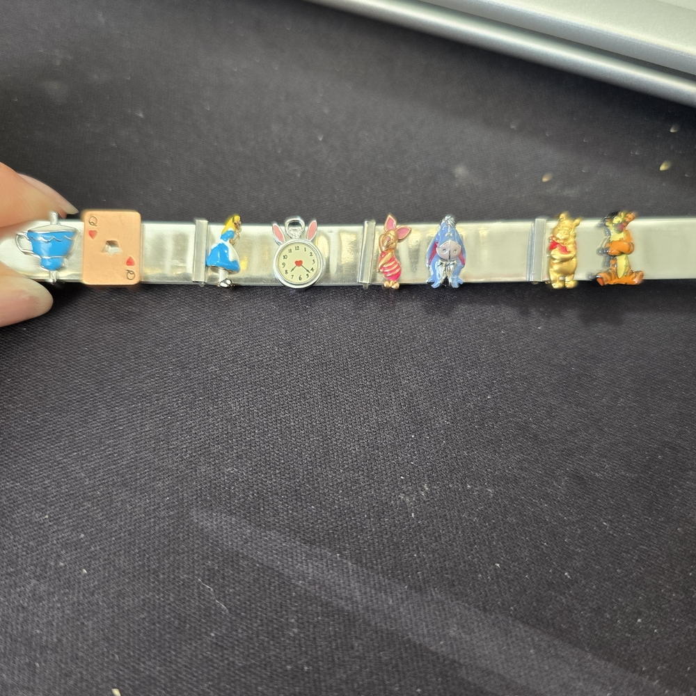 Silver Charm Bracelet with Colorful Characters